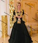 Черные вечерние платья в стиле косовских албанцев Caftan, золотистые традиционные свадебные платья