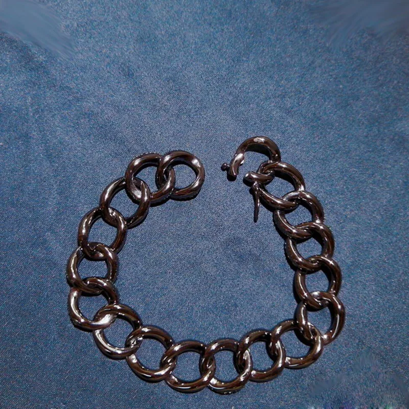 Женский браслет с цепочкой SLJELY из серебра 925 пробы черным и зеленым цирконием