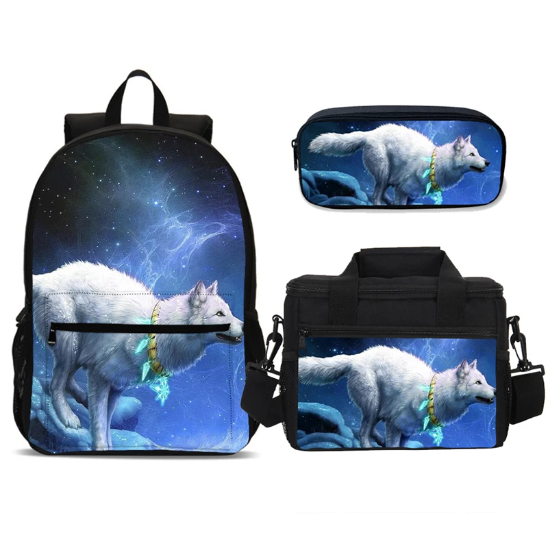 Комплект из 3 предметов крутая школьная сумка с волком Детский Повседневный
