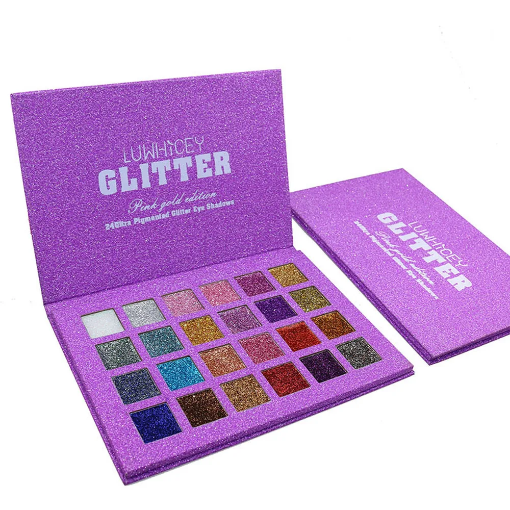 24 цвета блестящие тени для век макияжная палитра мерцающие Палитра Женские