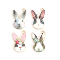 4 colors zinc based alloy animal charms rabbit pendants enamel plated gold color 19mm x 11mm for diy jewelry making 10 pcs