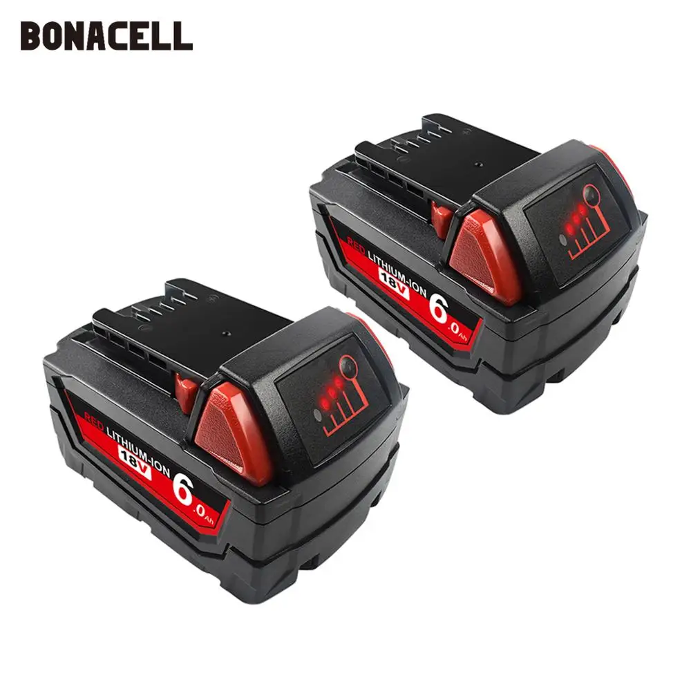 Литий-ионный сменный аккумулятор Bonacell 18 в 6000 мАч M18 XC для Milwaukee 48-11-1815 M18B2 M18B4 M18BX L50 |