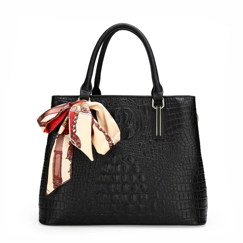 

Scarves Shoulder Bag Luxury Handbags Women Bags Designer Large Capacity Women Top-handle Bag Female Crocodile pattern Hand Bags