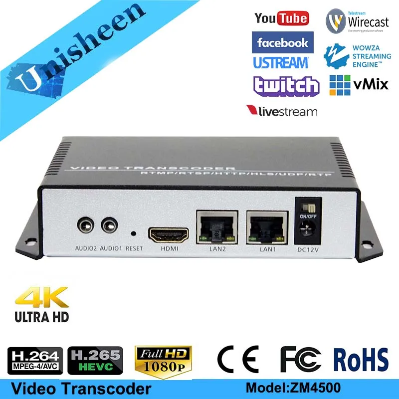 Видеокодер Unisheen RTSP SRT RTMPS UDP TS 4K UHD H.265 H.264 IPTV видеокодер HDMI Youtube Facebook Wowza|Карты видео-