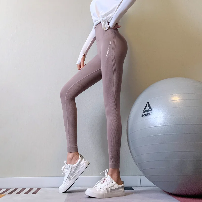 New Quick-Drying Training Sports Pants Women's High Waist Net Red Tight-Fitting Stretch Running Outside Yoga Fitness | Спорт и