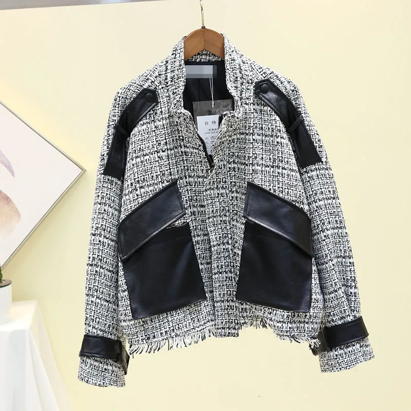 [EWQ] винтажная сумка из ПУ и кожи с длинными рукавами теплое свободное шерстяное