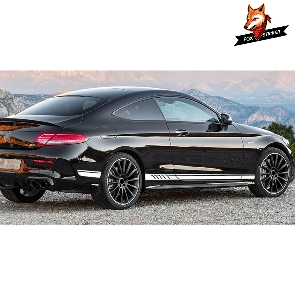 

1 Pair Racing Stripe Side Body Stickers Car Side Skirt Stickers Pull Flower Car Styling Decoration Universal Models 6 Colors