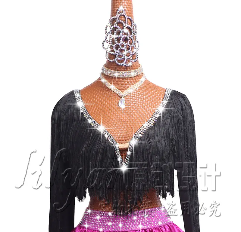 Роскошный костюм для латинских танцев девочек платье соревнований детские