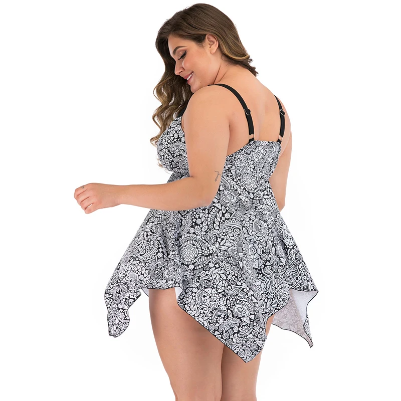 

Luren Plus Size Swimwear Swimsuit Swimwear Skirt Sports Tankini 2021 New Print Two-piece Sexy Retro Swimwear Women's Swimwear