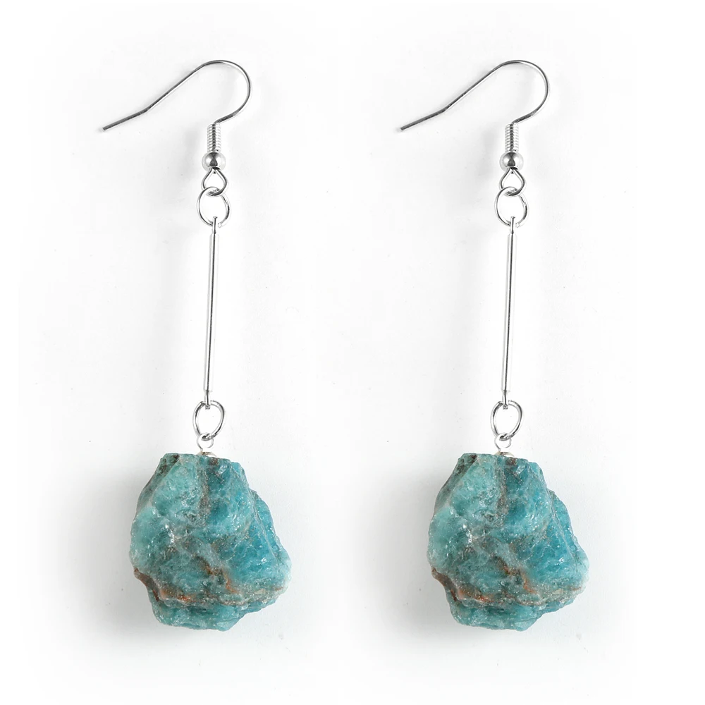 Натуральный Голубой Апатит Лабрадорит Висячие серьги обручи Необычные тигровые