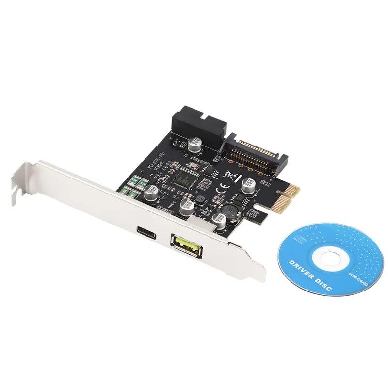 Плата расширения USB3.1 USB C PCI Express с зарядкой BC 2.4A PCI-e на 3 1 Gen Type-C w/ 20pin для 2 USB3 5