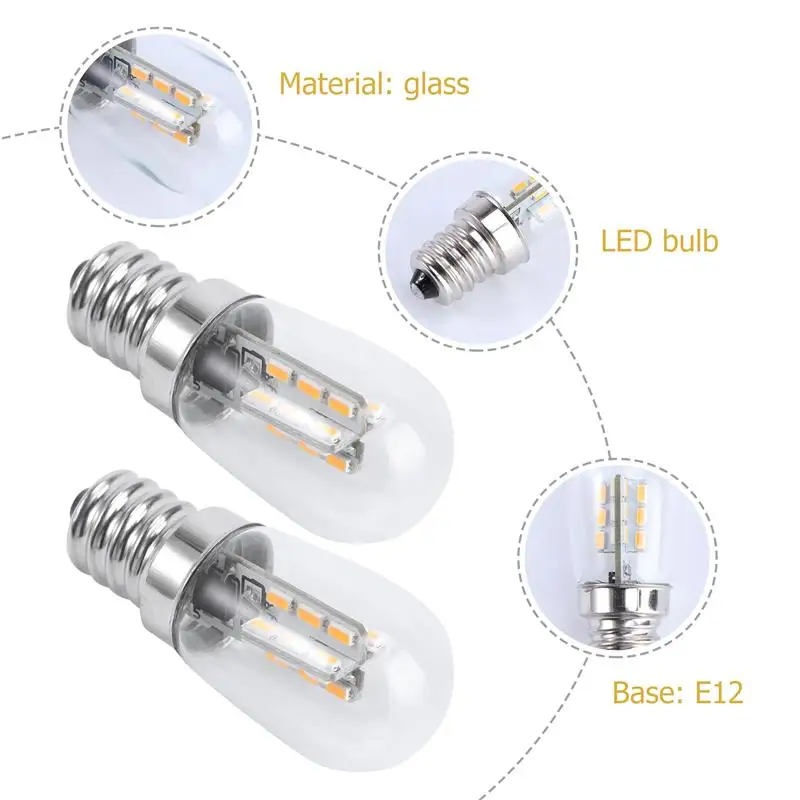 

2Pcs E12 LED Refrigerator Bulb Range Hood Replacement Bulb Decorative Bulb