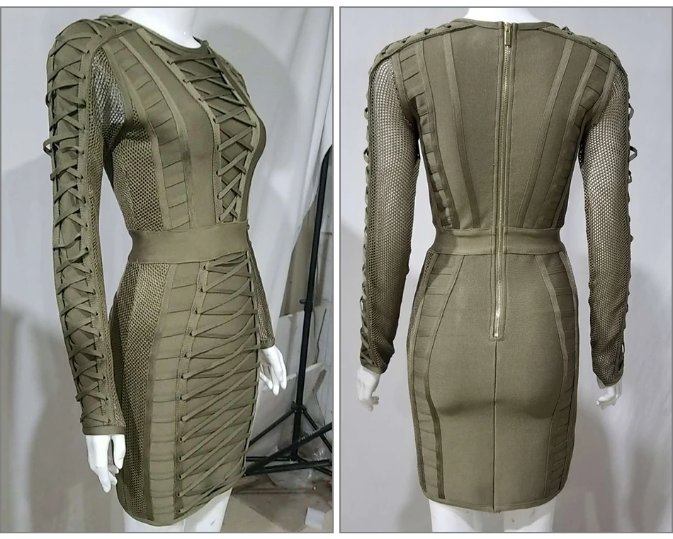 Vestido, обтягивающее платье preto das mulheres, новинка, сексуальная мода, комбинированная сетка, перекрещивающаяся повязка, Vestido, длинный рукав