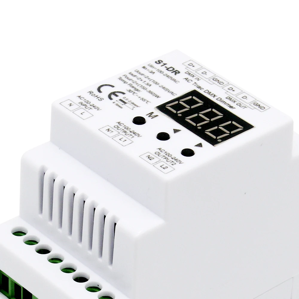 DMX512 светодиодный диммер 220V 230V 110V 2 канала затемнения AC симистор RDM DMX контроллер с
