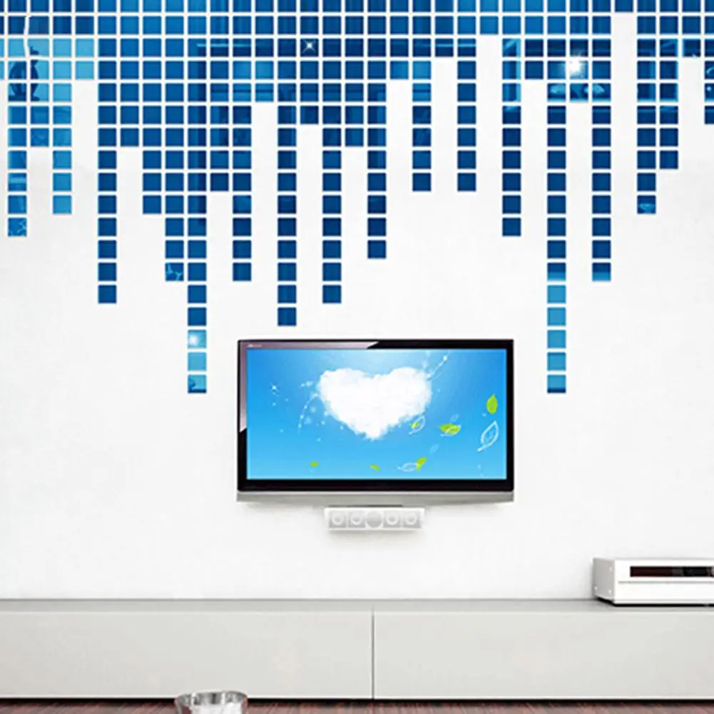 

100 шт. новая Съемная Настенная Наклейка квадратной формы с зеркальным эффектом, Современные художественные настенные наклейки «сделай сам»...