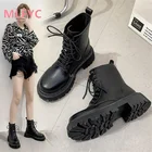 Женские ботинки Martin, новинка 2021, осенне-зимние одноботинки, сетчатые красные тонкие ботинки, короткие ботинки на толстой подошве, с бархатной подкладкой