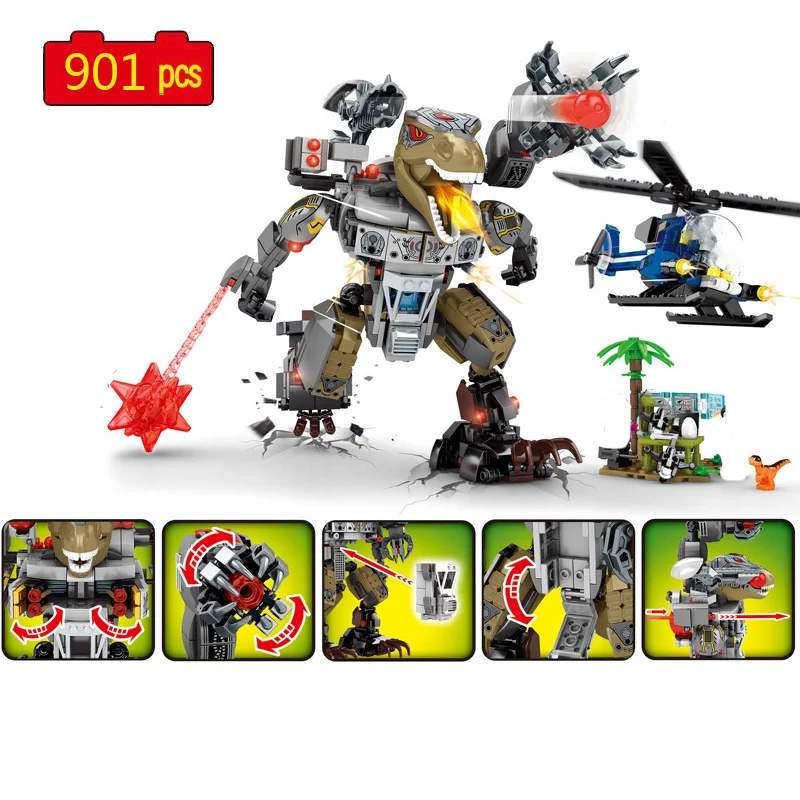 

2021 Dinosaur World Zoo Biochemical Tyrannosaurus Rex Mini fighter dinosaur cub DIY Model Building Blocks Bricks Toys Gifts
