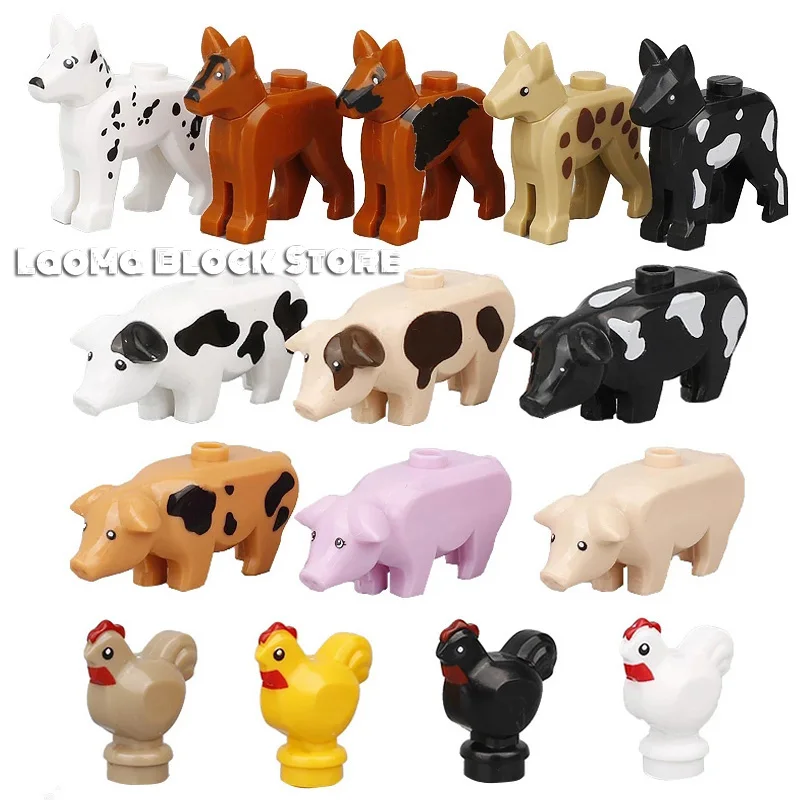 

Locking Building Bricks Animals Dog Hound Shepherd Chickens Pig Rabbit Diy MOC Building Blocks Bricks Compatible Locking Bricks