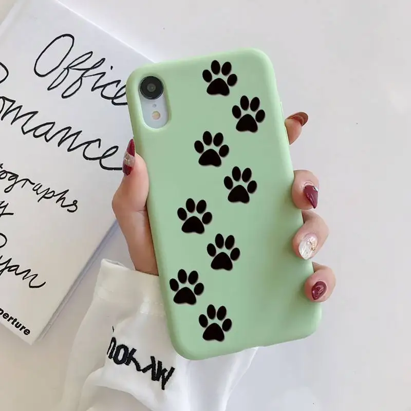 

Dog And Cat Footprints Phone Cases For IPhone 12 Pro Max 6 6s 7 8 Plus XS XR 12mini Se 2020 Iphone 11 Pro Max Candy Case