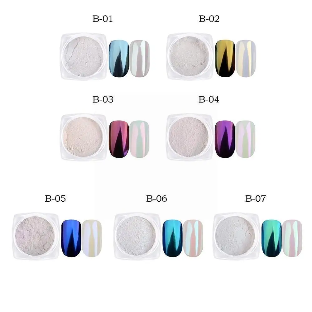 

7 Colors Pearl Powder Nail Powder Art Glitter Mirror Decoration Fashion Multipurpose Effect No Nails Polish Graininess Char R0V2