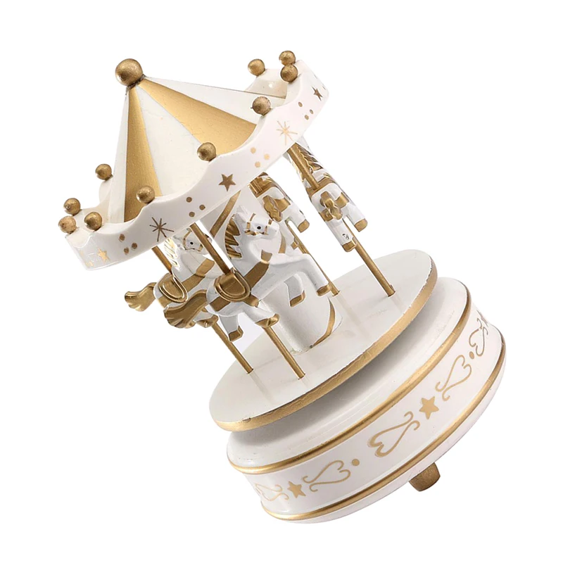 Заводная деревянная лошадь круглая карусель Музыкальная Коробка детский