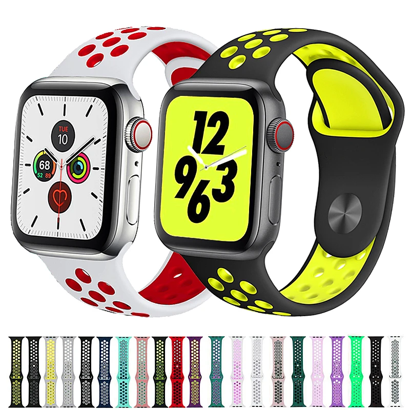 URVOI спортивный ремешок для Apple Watch series 5 4 3 2 1 силиконовый ремешок для iWatch Красочный мягкий Сменный адаптер AW 38 40 42 44 мм