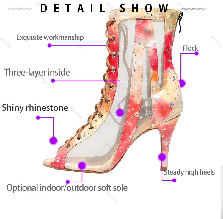 Женские туфли для латиноамериканских танцев элегантные из искусственной кожи на