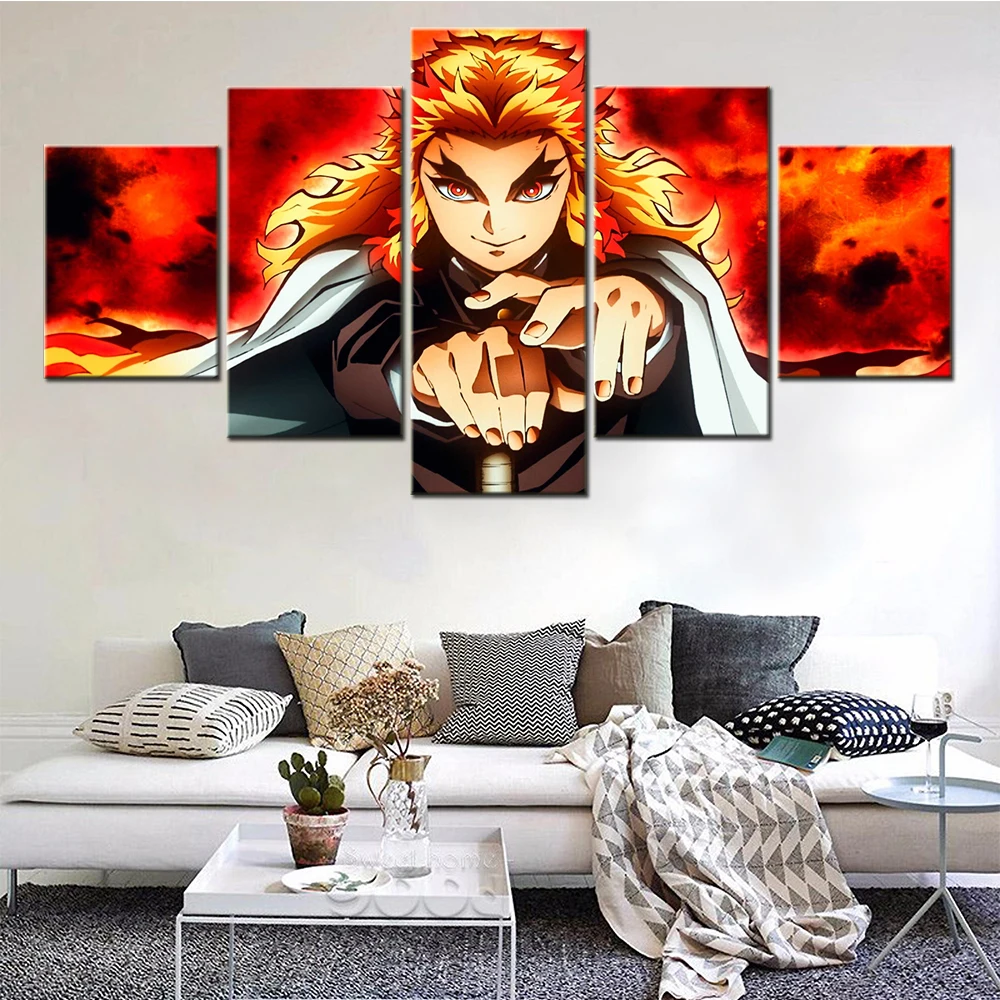 

Canvas Painting 5 Piece Japan Anime Devil's Blade Giant Tree Purgatory Hd Living Room Home Decoration Posters Wall Art Picture