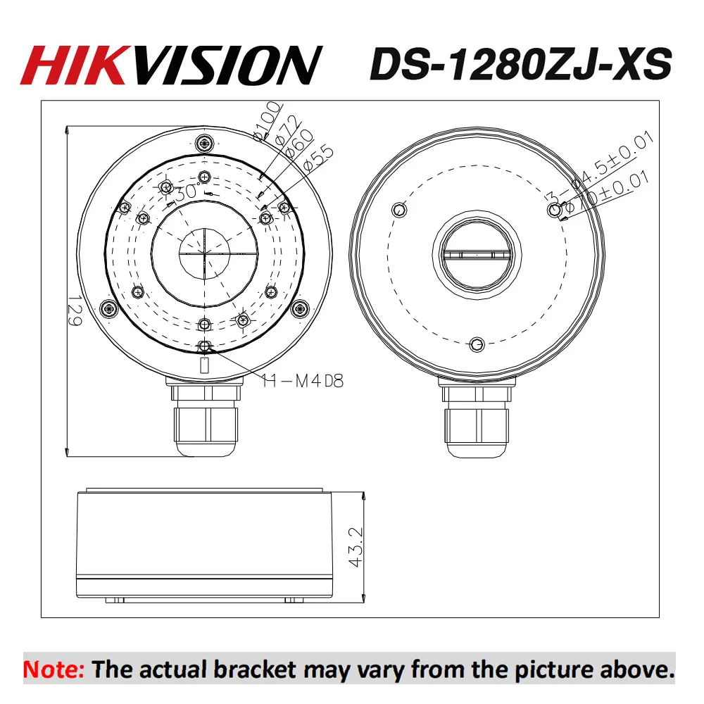 Hikvision,, CCTV, кронштейн, DS-1280ZJ-XS, для DS-2CD2045FWD-I, DS-2CD2085FWD-I, ip-камера, для камеры безопасности, s, распределительная коробка
