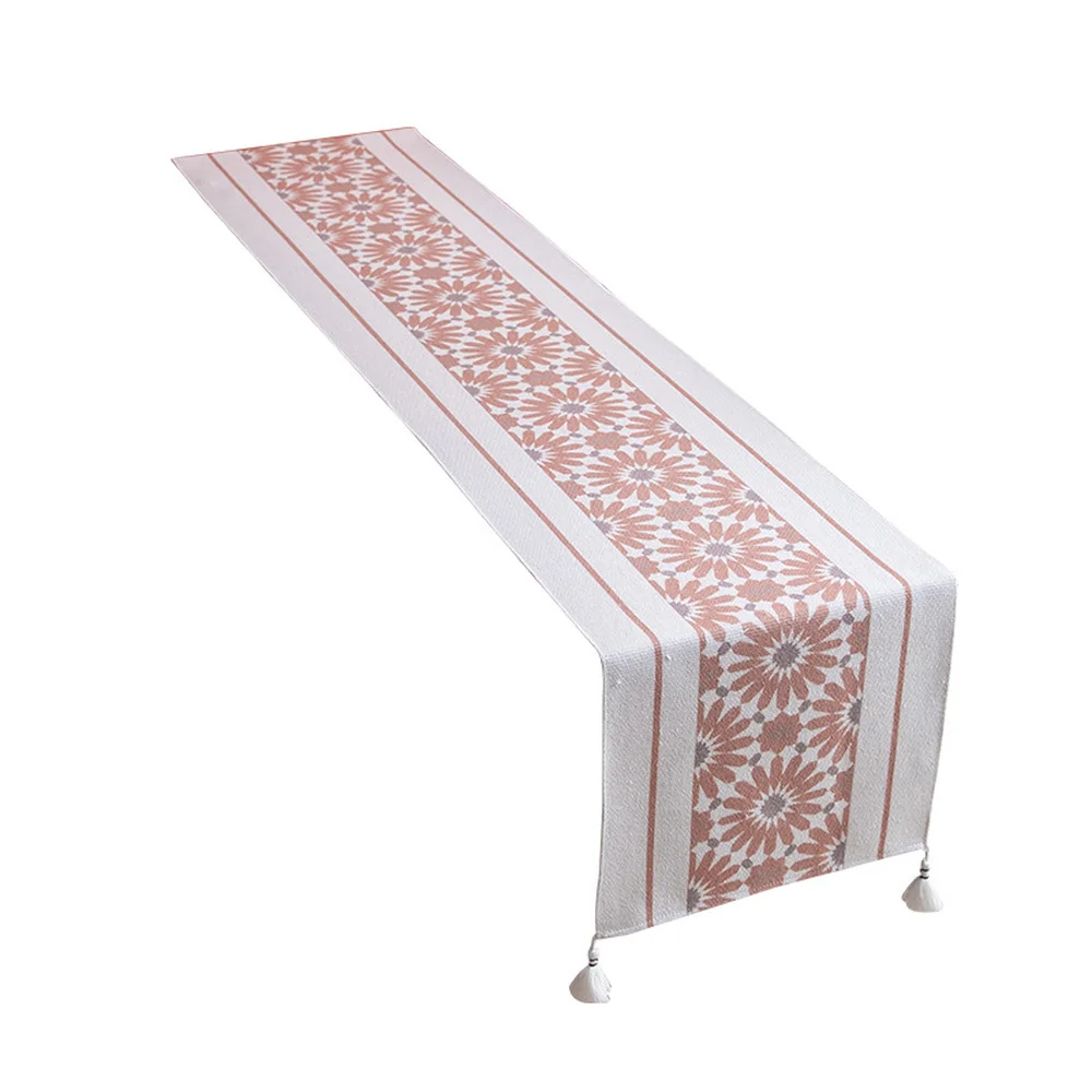

Table Runner with Tassel Linen Cotton Tea Table Shose Cabinet Cover Table Flag Home Dining Room Restaurant Table Cloth Decor