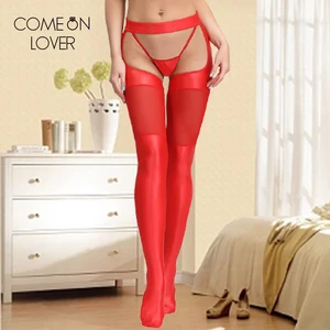 Сексуальные чулки Comeonlover, блестящие колготки из искусственной кожи