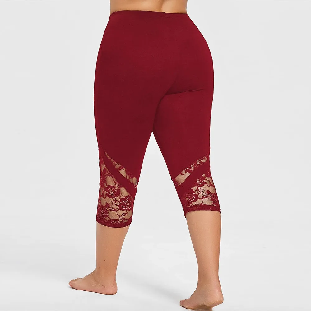 Летние модные быстрое 5XL укороченные брюки женские цветочные кружевные