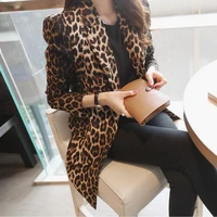 womens clothes 2021 spring and autumn new fashion slim fit slimming leopard print small suit ol mid length short top