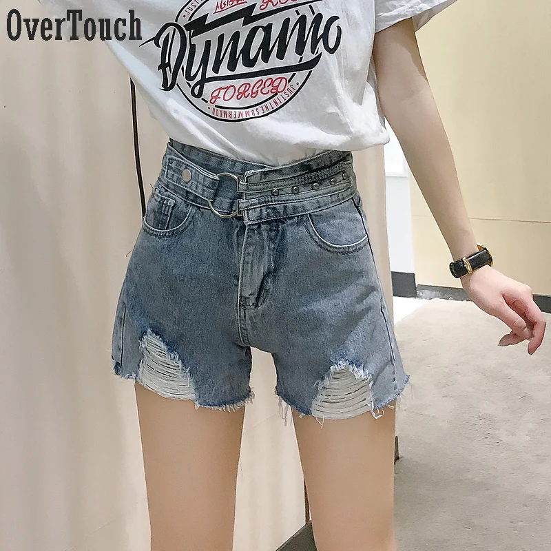 

High Waist Button Jeans Shorts for Women 2021 New Summer Chic Ripped Edge Female Denim Shorts Casual Bottoms
