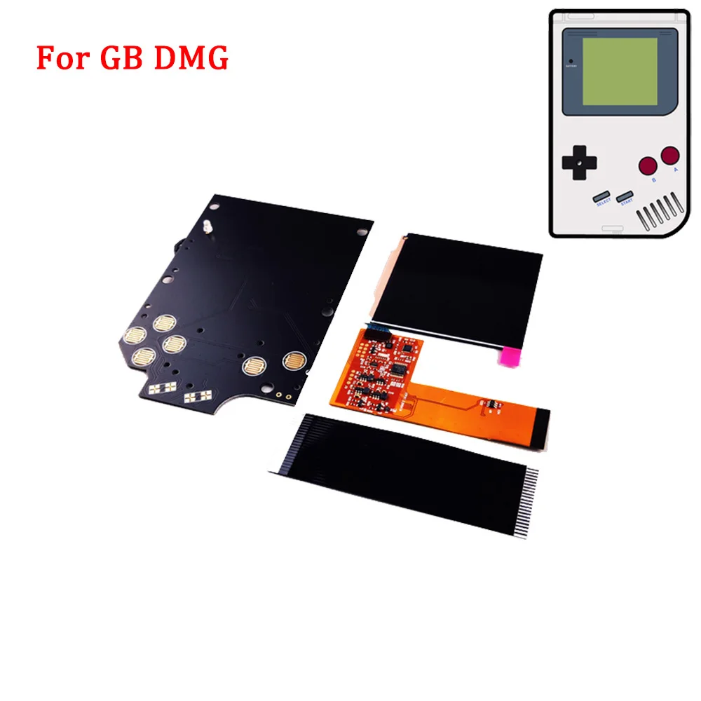 New DMG IPS LCD full screen kits for GB DMG High light Brightness 36 background colors IPS LCD Backlight with Glass Screen lens