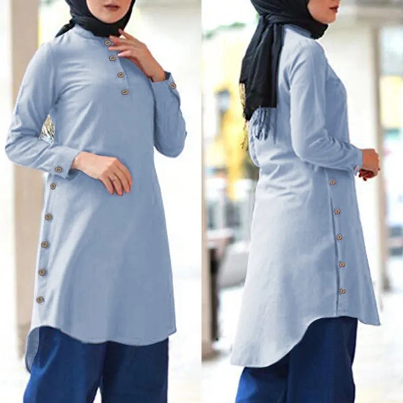 Женская Асимметричная блузка ZANZEA 2022 винтажные осенние Рубашки мусульманские