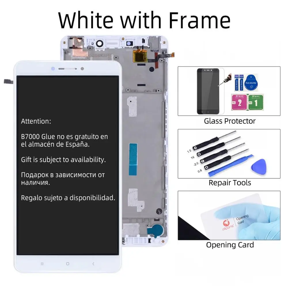 with Frame White Дисплей для XIAOMI Mi Max LCD в сборе с тачскрином на рамке 6.44'' Черный и белый золото - Цвет: with Frame White