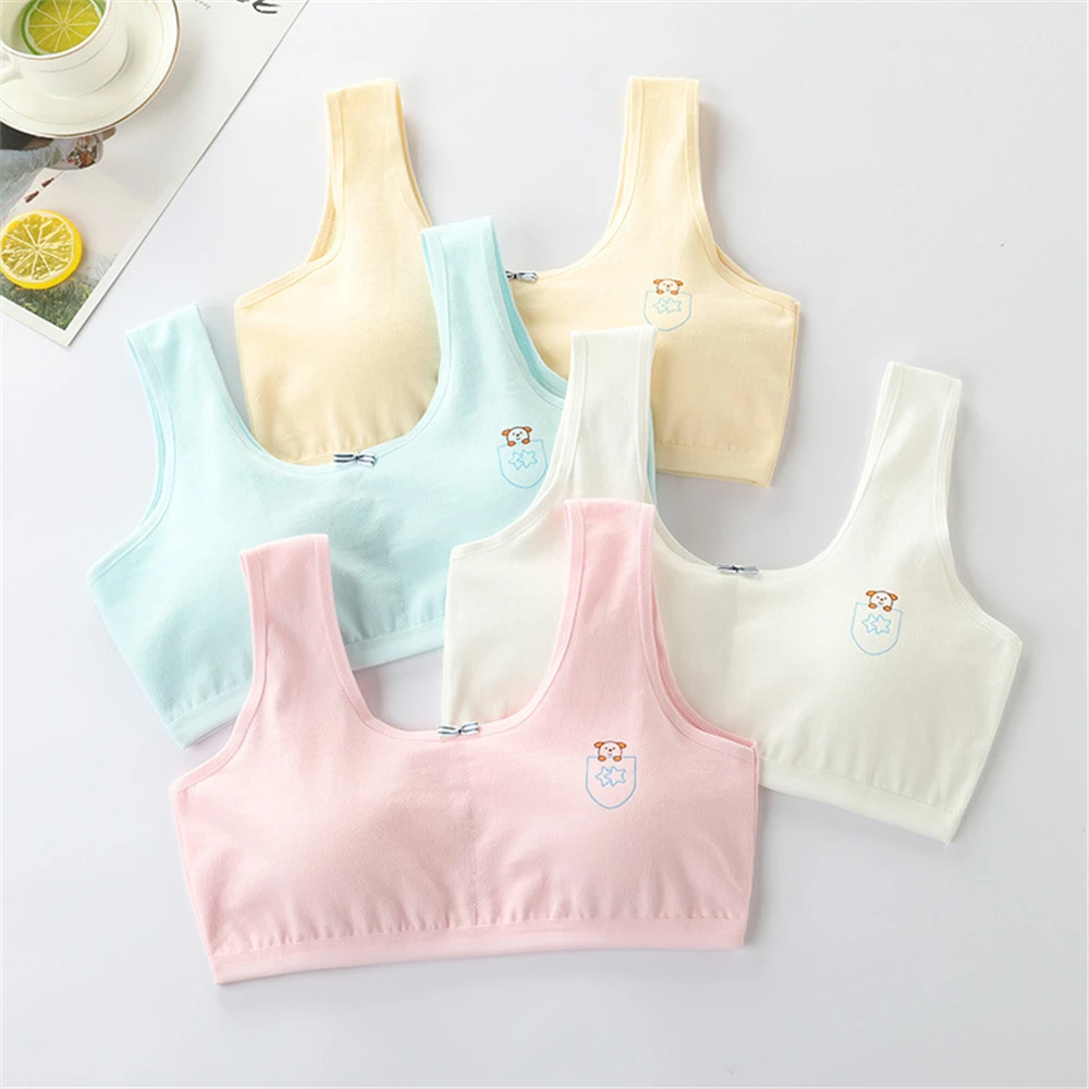 Soft Cotton Children Girls Underwear Kids Girl Pinkycolor Vest Bra Tank Top Crop Tops for Girl 9-16Years