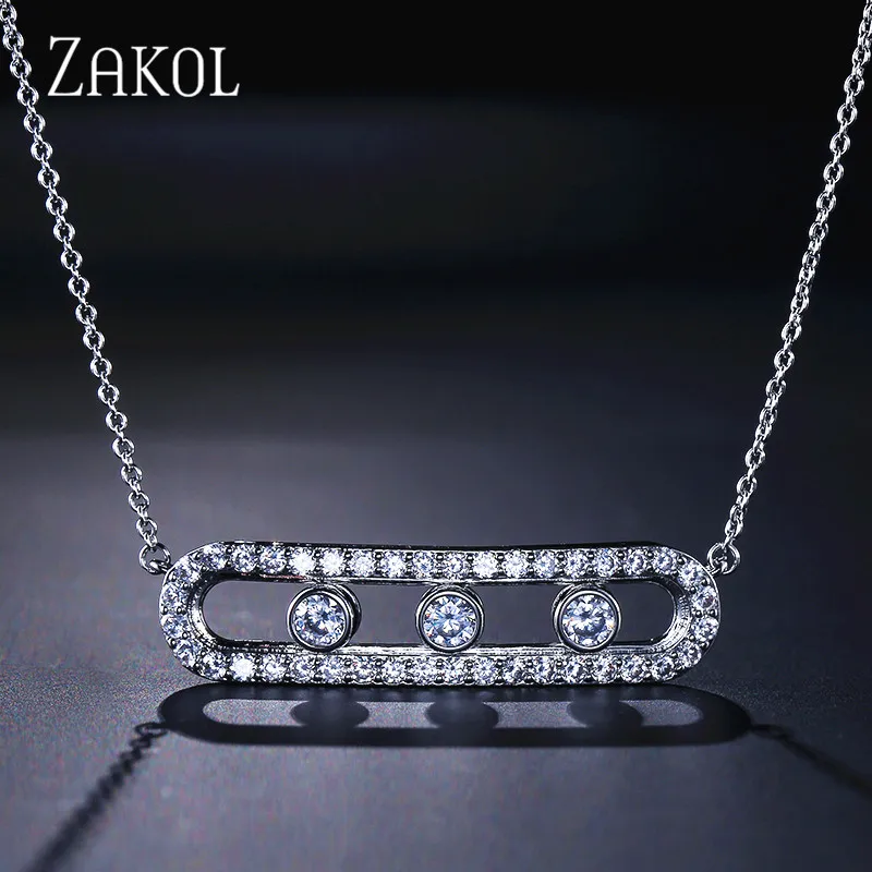 White Color ZAKOL модный роскошный браслет для матери прозрачный белый круглый камень свадебные украшения Новая энергия для женщин вечерние FSBP2013 - Окраска металла: White Color