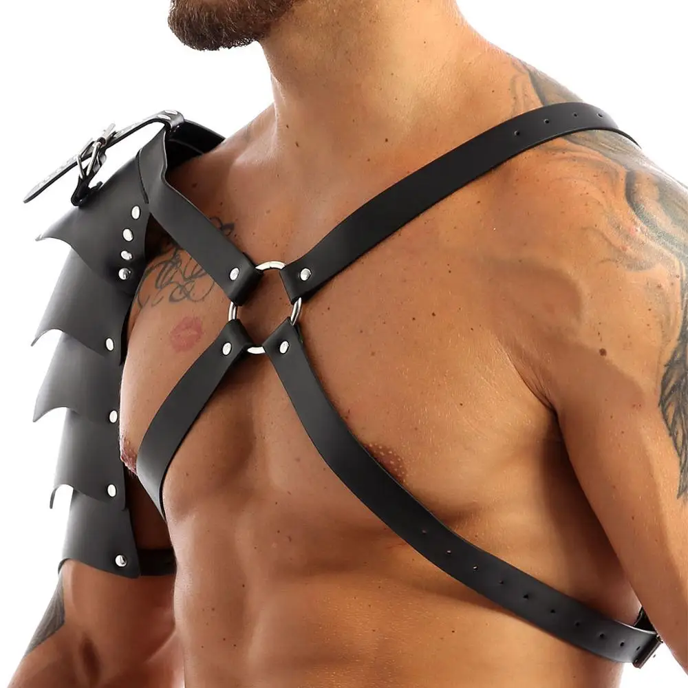 Мужской нагрудный ремень в стиле стимпанк кожаный для тела с плечевыми ремнями и