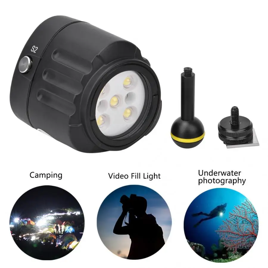 Светодиодсветильник лампа для подводной съемки диаметром 40 м/7500 футов с батареей
