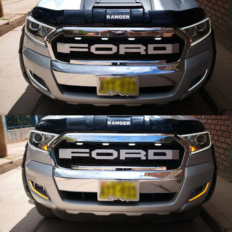 

SNCN 2PCS LED Daytime Running Light Turning Yellow Signal Relay Waterproof Car 12V LED DRL For Ford Ranger 2015 - 2018