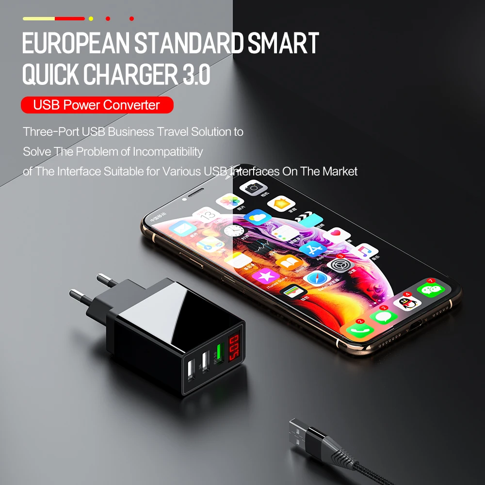 30 Вт Быстрая зарядка 3 0 USB зарядное устройство для телефона порта настенное с