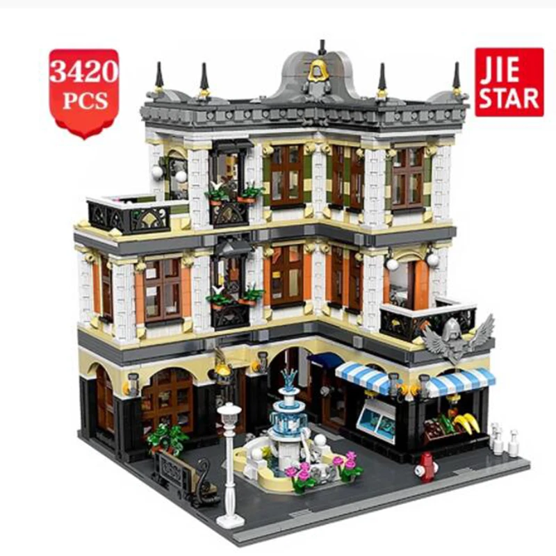 Конструктор кирпичики город Streetview площадь фонтана модульная модель