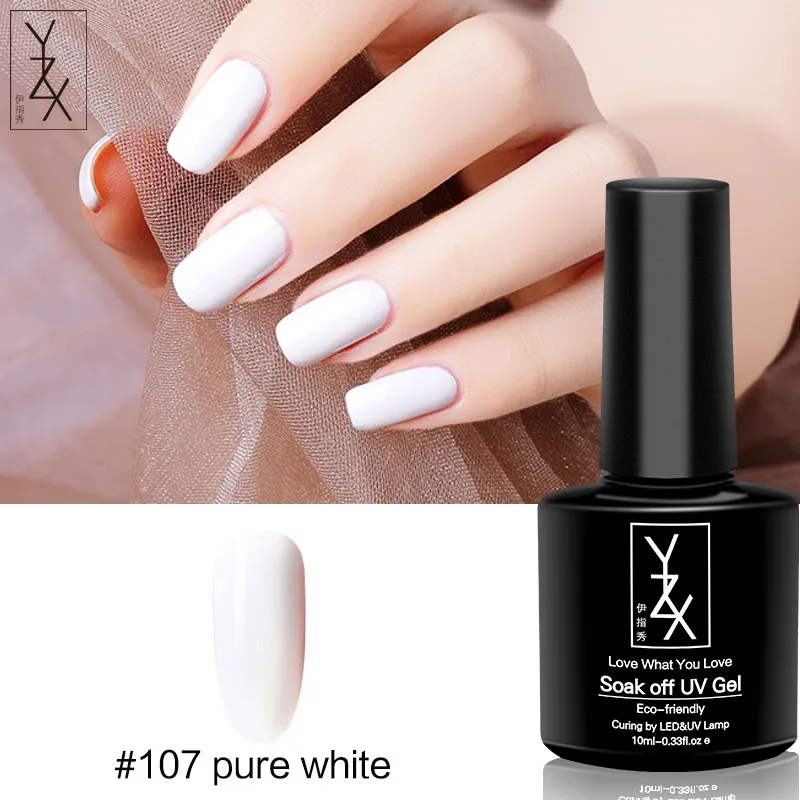 Color107Pure White YXZ УФ/светодиодный гель для ногтей Soak Off 10 мл Toenail эмалевый лак Черный молочный белый желтый зеленый красный лак для ногтей для милых женщин - Цвет: Color107Pure White