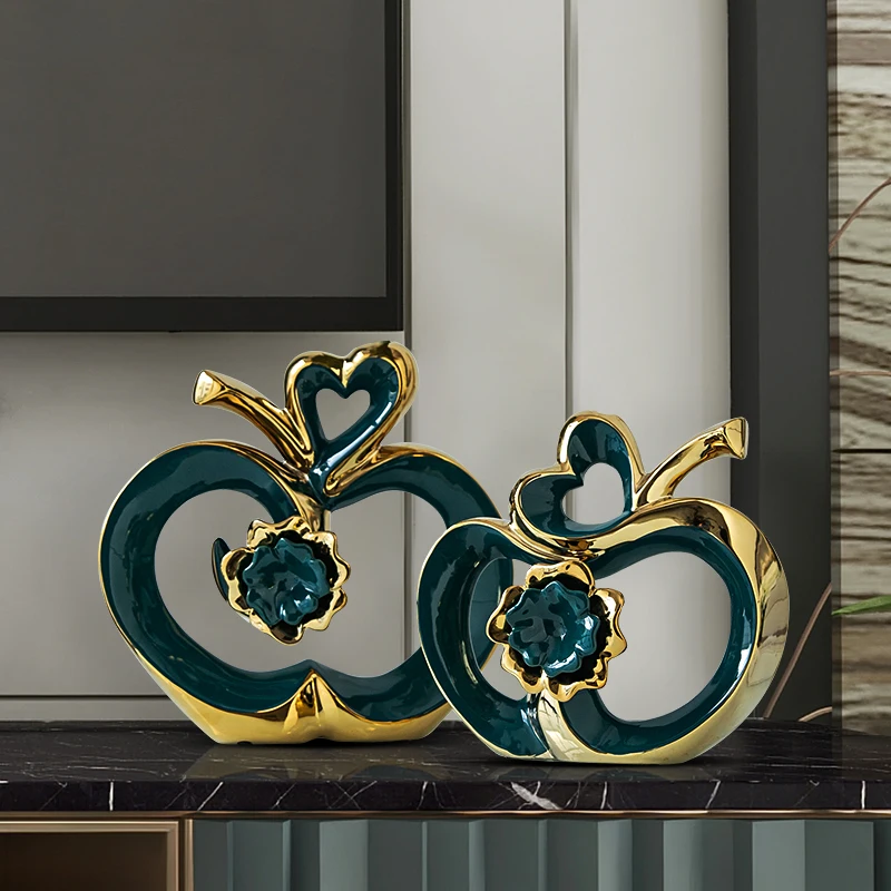 

Simple Modern Creative Apple Ceramic Ornaments Home Livingroom Table Furnishiing Craft Hotel Office Desktop Figurines Decoration