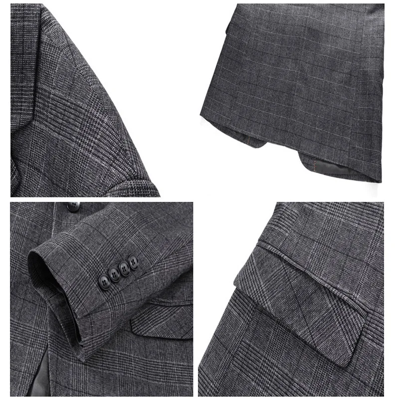 

EICHOS Brand 2020 Formal Suits Three Pieces Wedding Dress for Men Classic Suit Slim Fit Business Casual Gray Plaid Costume Homme