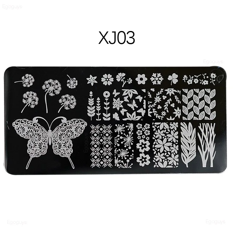 Листья лаванды печать на ногтях шаблоны для стемпинга прямоугольные чернила