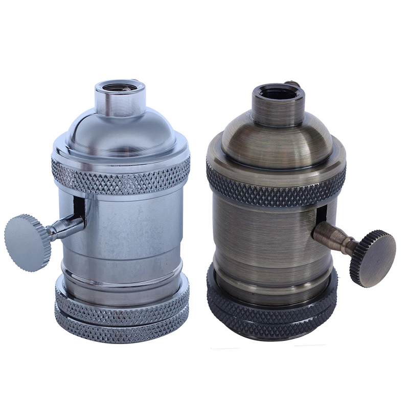

E27 ES Vintage Retro Screw Bulb Socket Lamp Holder Light With Switch bronze