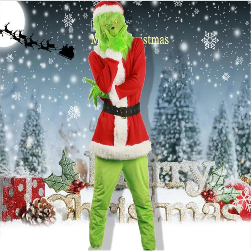 Новейшая модель Мужские и женские Гринч Рождественский Карнавальный Костюм